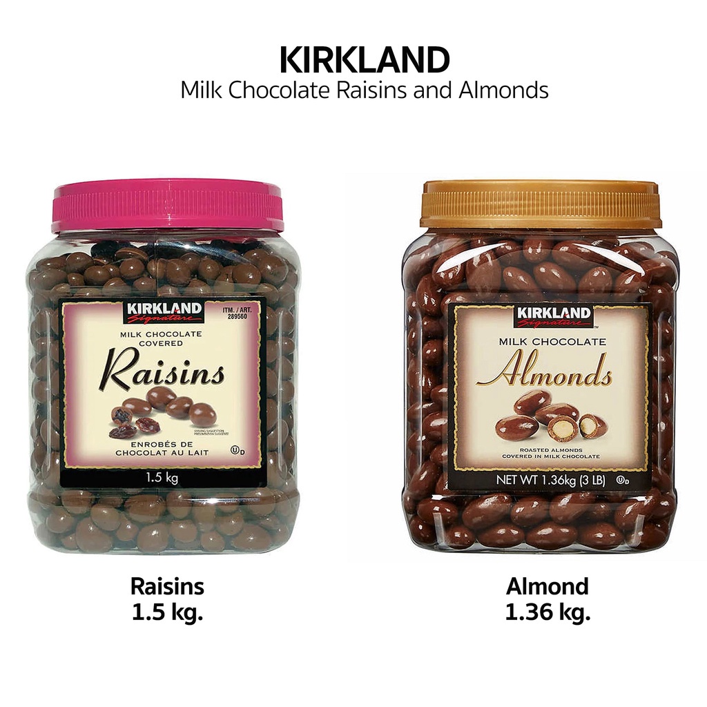 เคิร์กแลนด์ ซิกเนเจอร์ ช็อคโกแล็ตนมสอดไส้ลูกเกด Kirkland Signature Milk Chocolate Raisins ขนาด 1.5kg