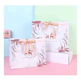 A002 พร้อมส่ง! รุ่นB ลิ้งค์2(สามารถสั่งคละแบบได้ ขั้นต่ำ3 ใบค่ะ❗️)ถุงกระดาษพร้อมโบว์ ใส่ของขวัญ ของชำร่วย