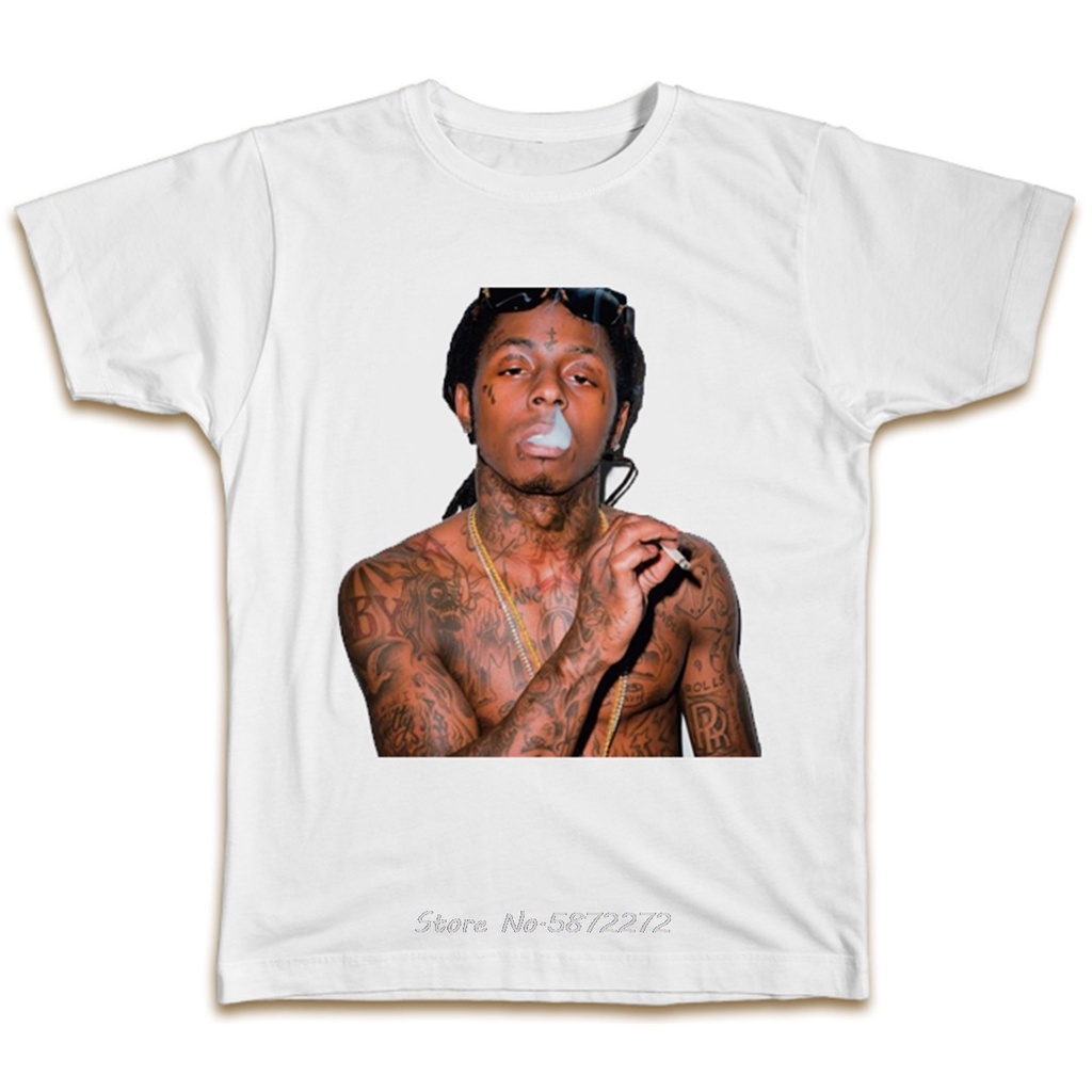 เสื้อยืดสวยๆ Lil Wayne สูบบุหรี่เสื้อยืด Weezy Cool Swag Designer ของขวัญฤดูร้อนฮิปฮอปเสื้อยืดขนาดใหญ่ผู้ชายเสื้อยืดคอโอ