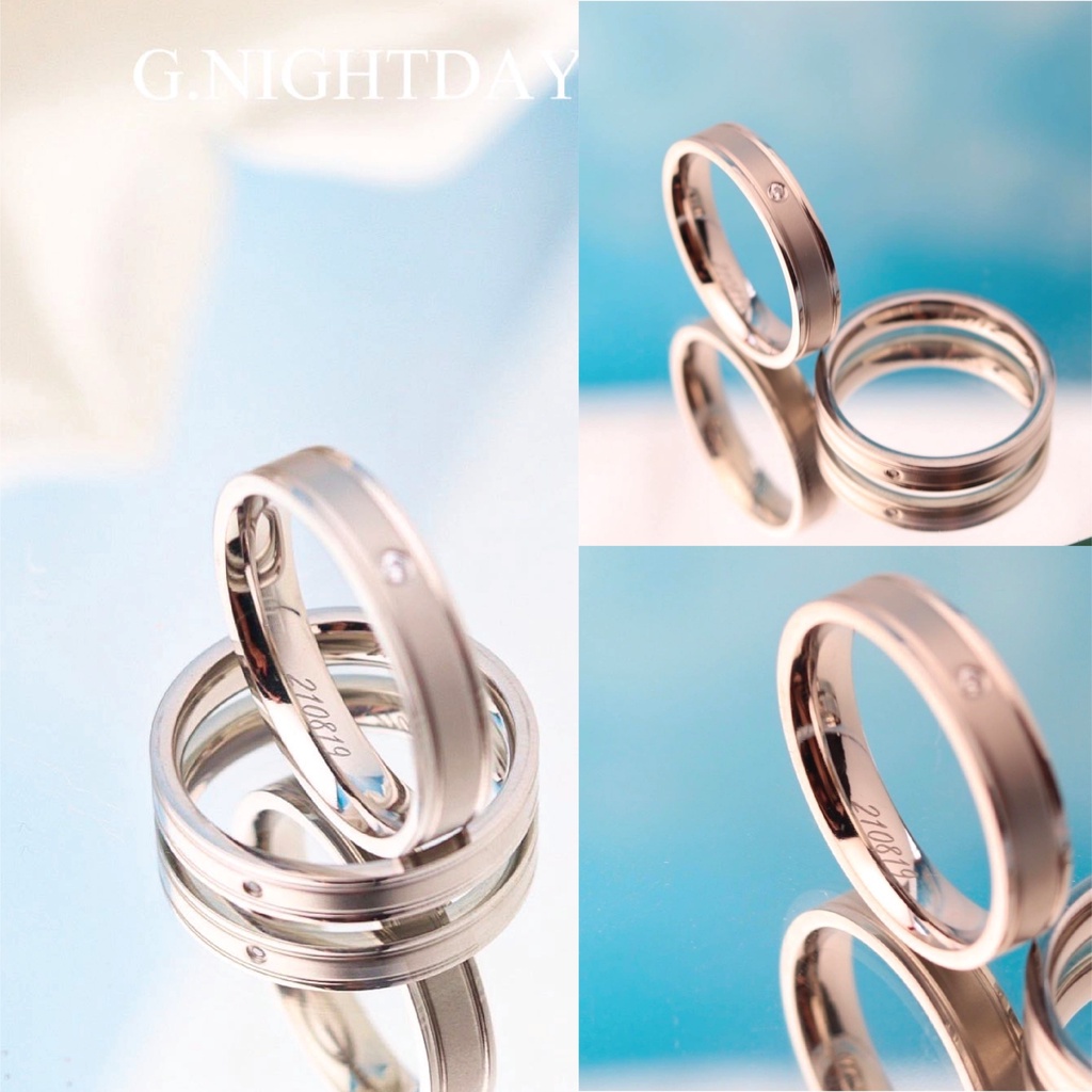 G.NIGHTDAY - classic Silver แหวนเงินตัดขอบ ดีเทล ฝังเพชรสวิส(CZ)ไว้ตรงกลาง เพิ่มความหรูดูแพง (แหวนขอบเพชร)