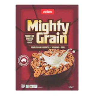 Coles Mighty Grain Cereal 560g.โคลส์ธัญพืช  อาหารเช้า ซีเรียล