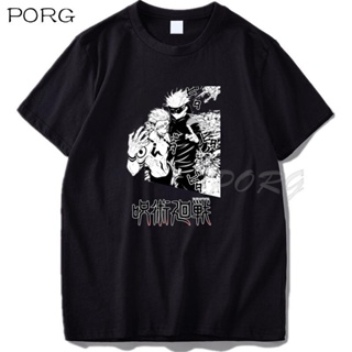 Tee Jujutsu Kaisen Gojo และ Sukuna เสื้อยืดขนาดใหญ่สําหรับผู้ชายผู้หญิงเย็นฮาราจูกุอะนิเมะพิมพ์เสื้อยืดเสื้อแฟชั่นฤดูร้อ