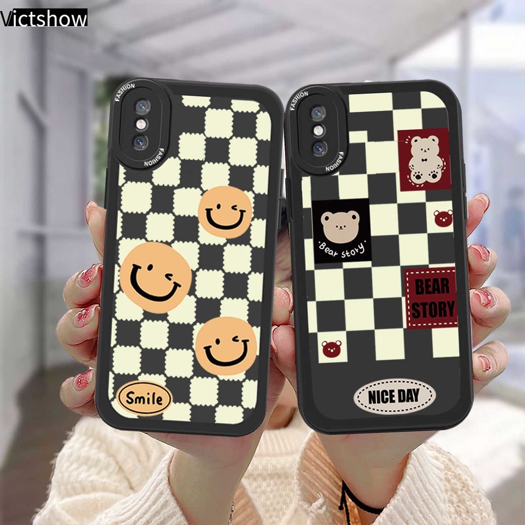เคสโทรศัพท์แฟชั่น VIVO Y21S Y20S Y12i Y15S Y12S Y12 Y20 Y91C Y21 2021 Y30 Y91 Y30i Y93 Y95 Y15 Y17 Y53 Y50 Y53S Y51 2020 Y51A Y15A Y10 Y76 Y33S Y1S Y11 Y31 Y20i Y91i Y90 Y51S Y12A การ์ตูนยิ้มแย้มแฟชั่นครอบคลุมลายสก๊อต