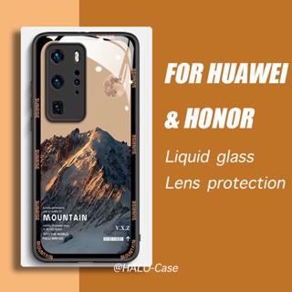 Huawei P30 Pro / P40 / P50 Mate30/40 เคสโทรศัพท์กระจกเหลว ป้องกันเลนส์ กันกระแทก ภูเขาหิมะ Nova7SE