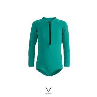 V ACTIVEWEAR KIDS COLLECTION GREEN BODYSUIT SS2022 ชุดว่ายน้ำเด็ก ชุดบอดี้สูทแขนยาว  ผ้าหนา กัน UV UPF 50+