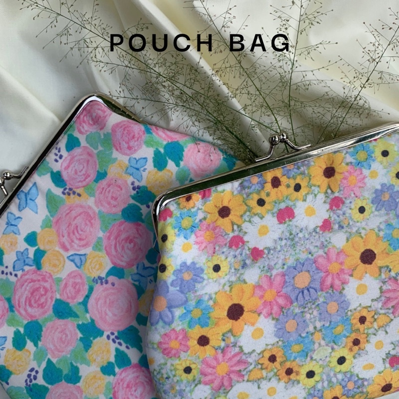 Pouch Bag - Daisy Bloom and Roses Bloom Print