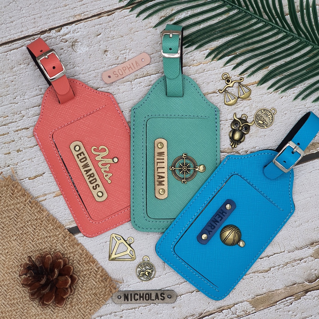 [ใส่ชื่อฟรี] ป้ายชื่อห้อยกระเป๋าเดินทาง ตกแต่งเองได้ Personalized Luggage tag