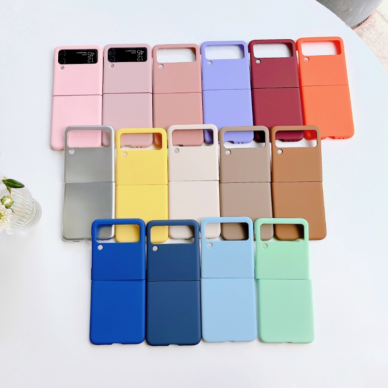 เคสโทรศัพท์ PC แบบแข็ง ผิวด้าน กันกระแทก สีแคนดี้ หรูหรา สําหรับ Samsung Galaxy Z Flip 4 Z Flip 3 5G