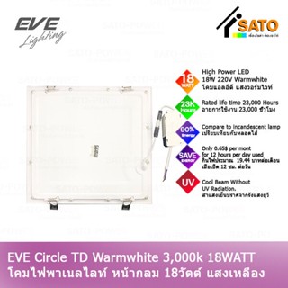 EVE Lighting Panel LED Square TD 18W โคมพาเนลไลท์ แอลอีดี หน้าเหลี่ยม รุ่น TD 18วัตต์ แสงเหลือง วอร์มไวท์ โคมไฟหน้าเห...