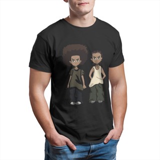 เสื้อยีด เสื้อยืดผู้ชาย John Witherspoon The Boondocks อารมณ์ขัน 100% ผ้าฝ้าย Tees แขนสั้นการ์ตูนเสื้อยืดคอกลม