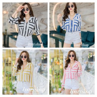 New Availability stripper📌zoozy shop📌 ลายสวยตาแตกที่สุดเสื้อเชิ้ตแขนยาวลายริ้วสีสวยสุดๆ