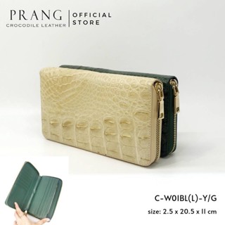 Prang Crocodile Leather Long Zipped Wallet กระเป๋าสตางค์ ซิปเดี๋ยว หนังจระเข้ C-W01BL(L)-Y