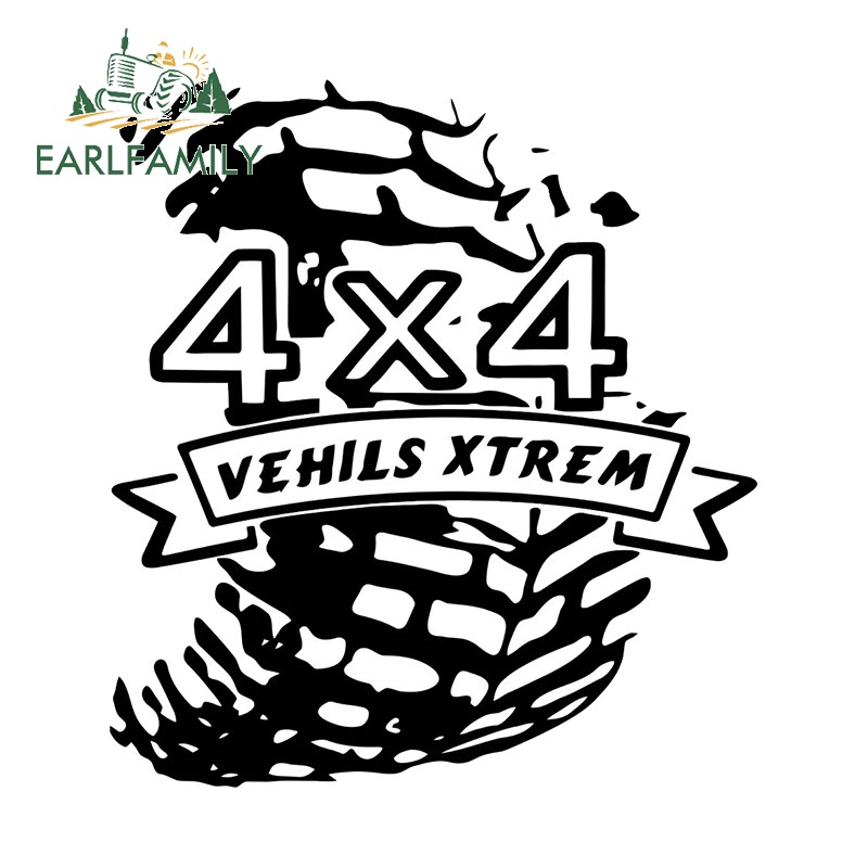 Earlfamily สติกเกอร์ไวนิล กันน้ํา กันรอยขีดข่วน ลายอนิเมะ Off road 13 ซม. x 11.9 ซม. 4X4 สําหรับติดตกแต่งกระจกมองหลังรถยนต์ รถบรรทุก ATV