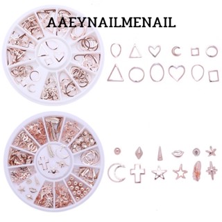 Rose Gold Nail Rhinestone Glitter ใบเปลือกหอยปลาดาวและวงรูปทรงต่างๆสำหรับแต่งเล็บ 3D