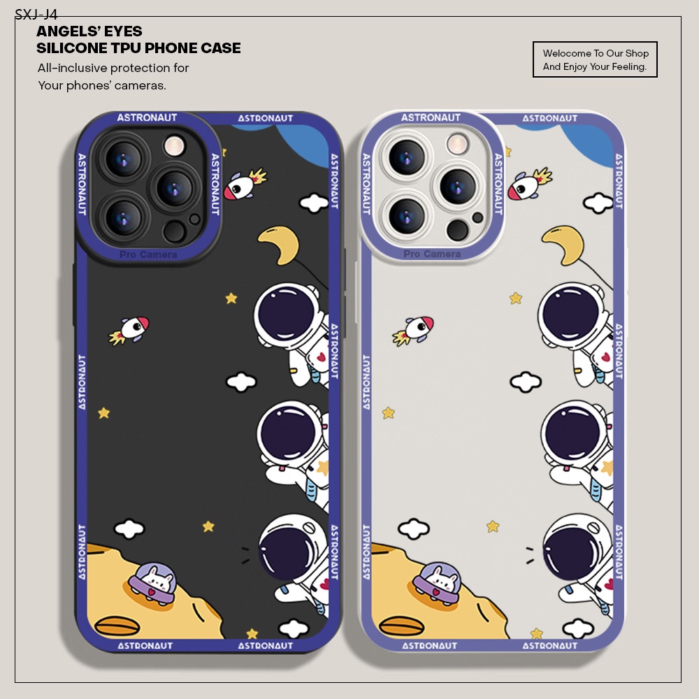 Compatible With Samsung Galaxy J4 J5 J6 J7 J8 Core Pro Plus Prime 2018 2017 2015 J4+ J6+ เคสซัมซุง สำหรับ Cartoon Cute Space Airman เคสโทรศัพท์ Full Cover Shell Shockproof Back Cover Protective Cases