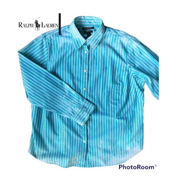 เสื้อเชิ้ตแขนยาวralph laurenแท้มือสองสีฟ้า เสื้อผ้าแบรนด์แฟชั่นผู้ชาย   เสื้อแบรนด์เนมมือสอง