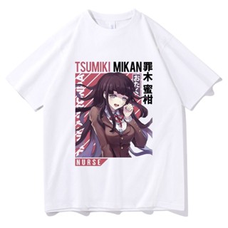 เสื้อผ้าแฟชั่น เสื้อยืด อะนิเมะ Danganronpa เสื้อยืดเซ็กซี่ Mikan Tsumiki พิมพ์เสื้อเชิ้ตเสื้อลําลองแขนสั้นคาวาอี้ผู้ชาย