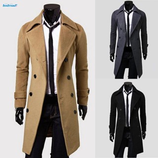 【HODRD】male winter outwear Men Slim Button Lapel Coat Overcoat Windbreaker Warm Autumn Winter Casual【Fashion】