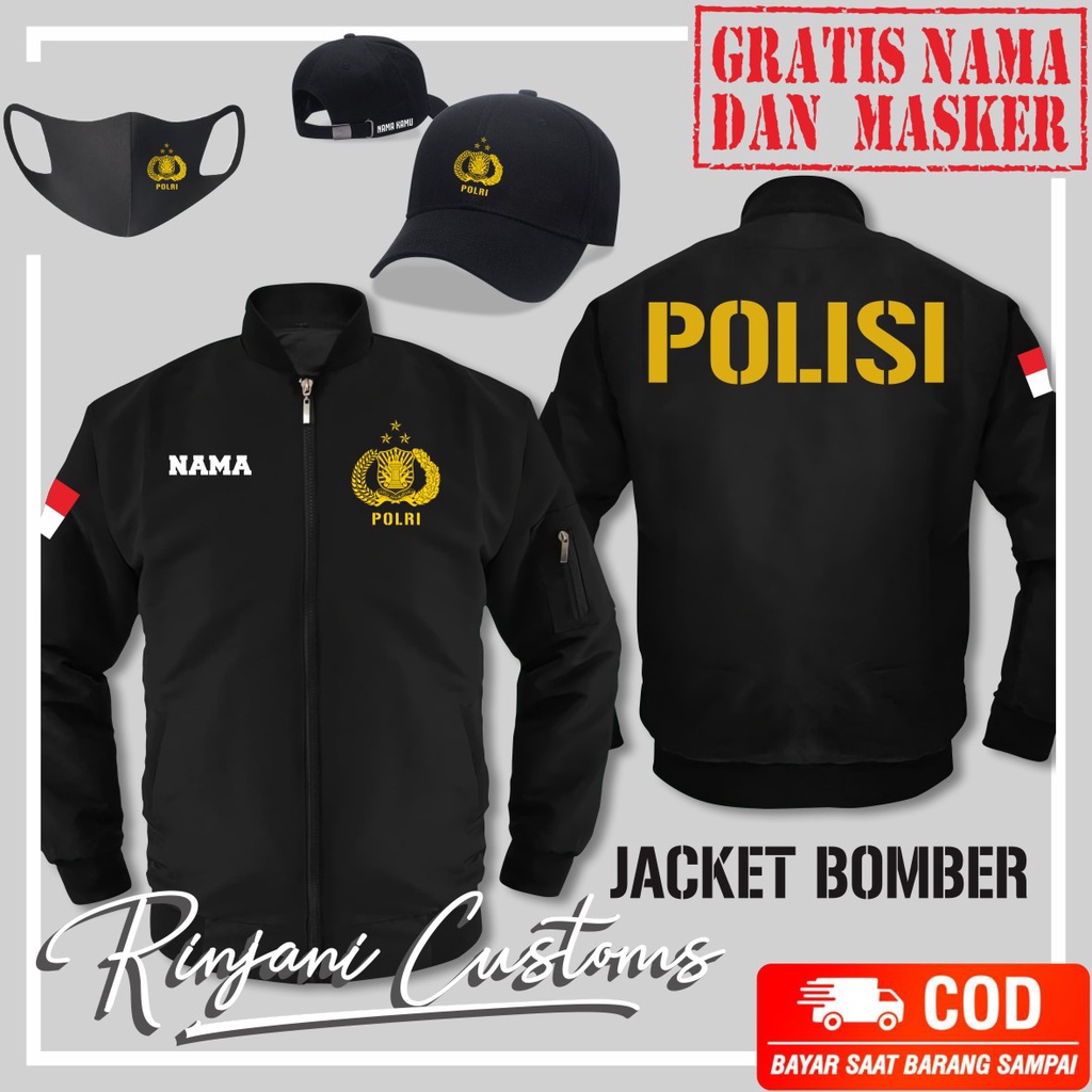 POLICE POLICE POLICE WATERPROOF FREE NAME AND MASK - INDONESIAN POLICE BOMBER - POLSEK BOMBER - POLR