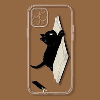 Reading Kitty เคสไอโฟน iPhone Xr Xs X max 13 11 pro max 12 14 pro phone case 7 8 se2020 เคส 7 8plus 8พลัส cover นิ่ม TPU