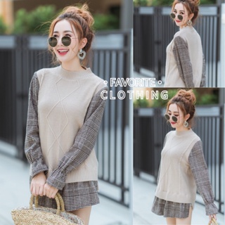 Favorite clothing เสื้อไหมพรมแขนสก็อต CARDIGAN_NISTA