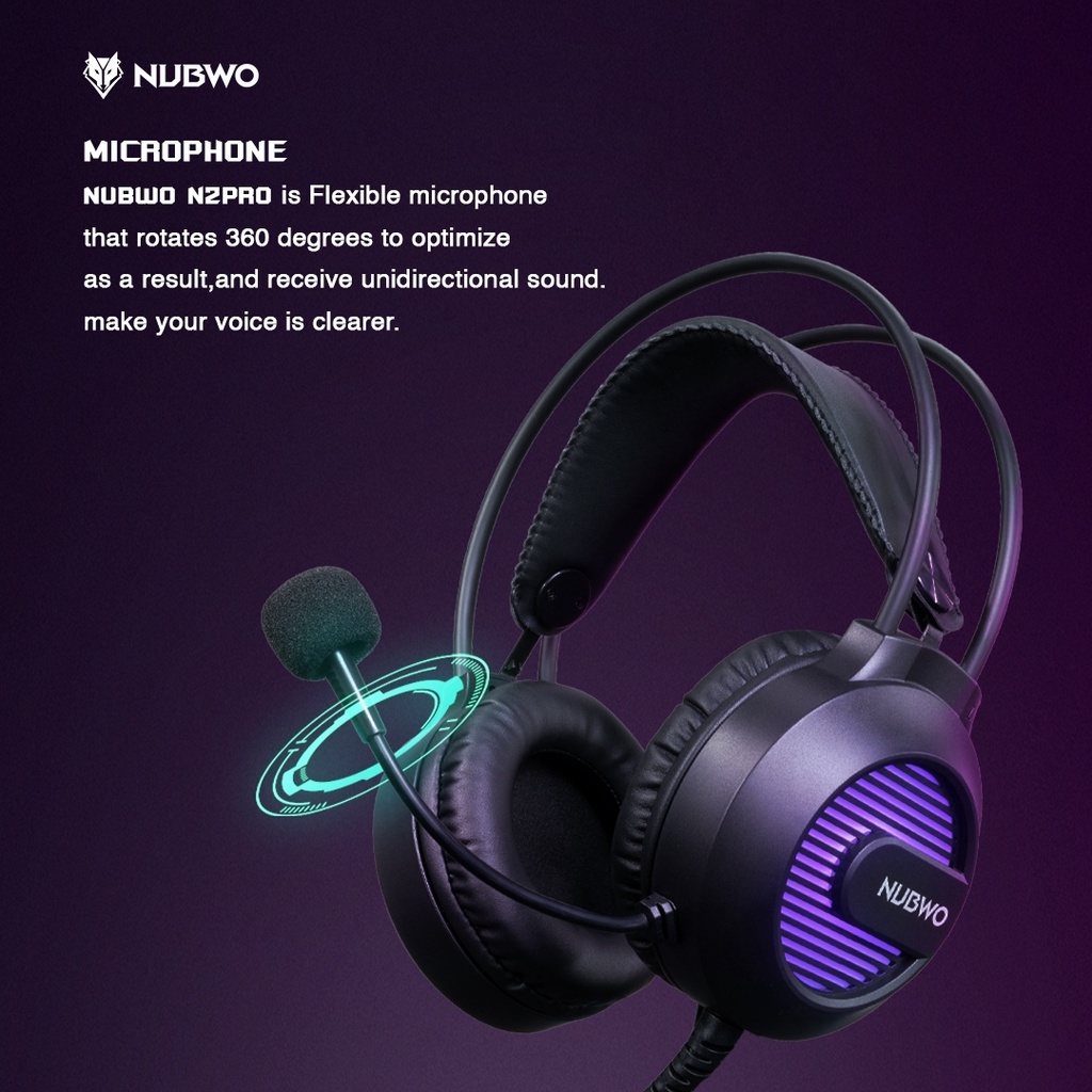 Nubwo N2 Pro Headset Gaming หูฟังเกมมิ่ง หูฟัง Stereo หูฟังคอม มีไฟ LED 7 สี