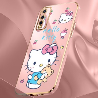 เคสโทรศัพท์มือถือ ทรงสี่เหลี่ยม บางมาก กันกระแทก ลายการ์ตูนเฮลโลคิตตี พร้อมสายคล้อง สําหรับ Vivo Y20i Y20S G Y20 2021 Y20A Y20G Y11S Y12S Y30G Y30 Y30i Y50