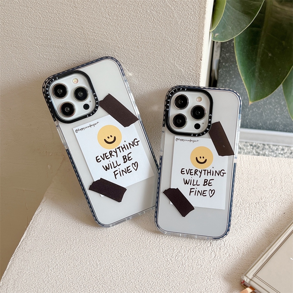 สําหรับiphone 16 15 14 Pro Maxทุกอย่างจะFine Smile Face Case iPhone 12 11 Pro Max 7/8Plus/X/XR/Xs Max Soft TPUสําหรับiPhone 11 ClearกันกระแทกiPhone 12 13 Mini