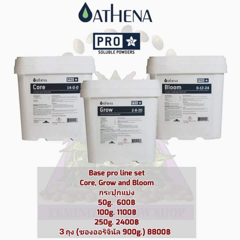 Athena Base​ Pro​ line​ (Core​, Grow and Bloom ปุ๋ยหลัก