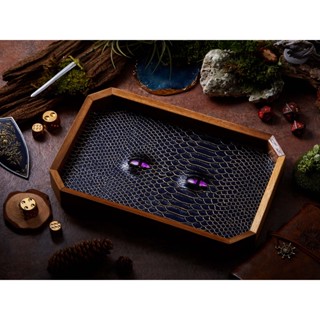 BEHOLDER Dice Tray | Blue Gold Leather &amp; Purple eye | Octagon Dice Tray | Faux Leather | RPG Dice Tray | DnD Dice tray