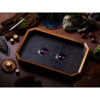 BEHOLDER Dice Tray | Blue Gold Leather &amp; Purple eye | Octagon Dice Tray | Faux Leather | RPG Dice Tray | DnD Dice tray