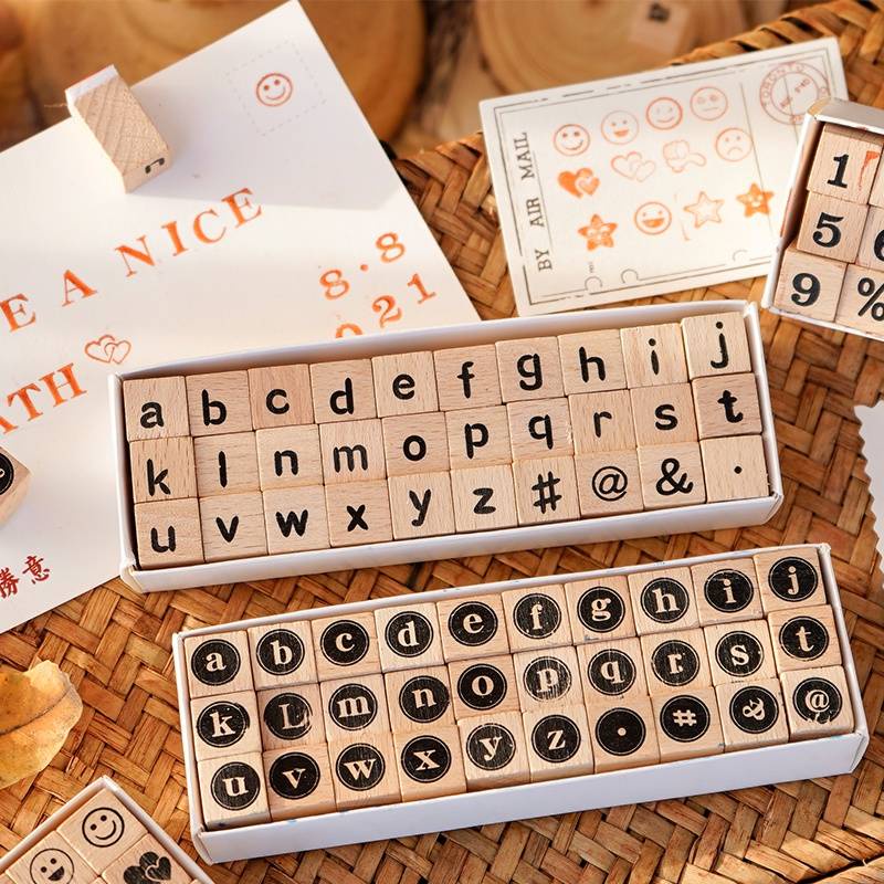 ตรายางไม้ #alphabet font 4 แบบ #Stamp