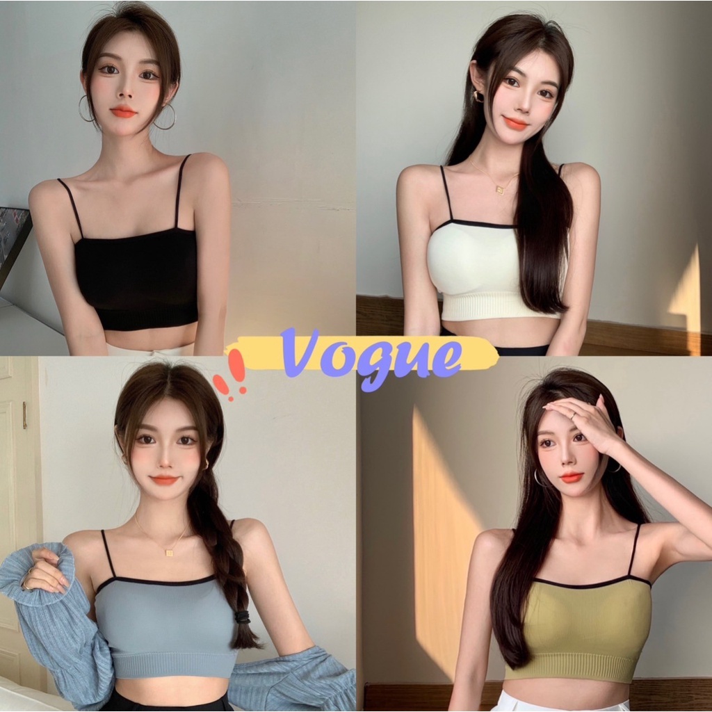 Vogue​ ​พร้อมส่ง​ เสื้อสายเดี่ยวไหมพรม ไม่มีฟองน้ำ ใส่สบายมากน่ารัก (FY5678) -H-N