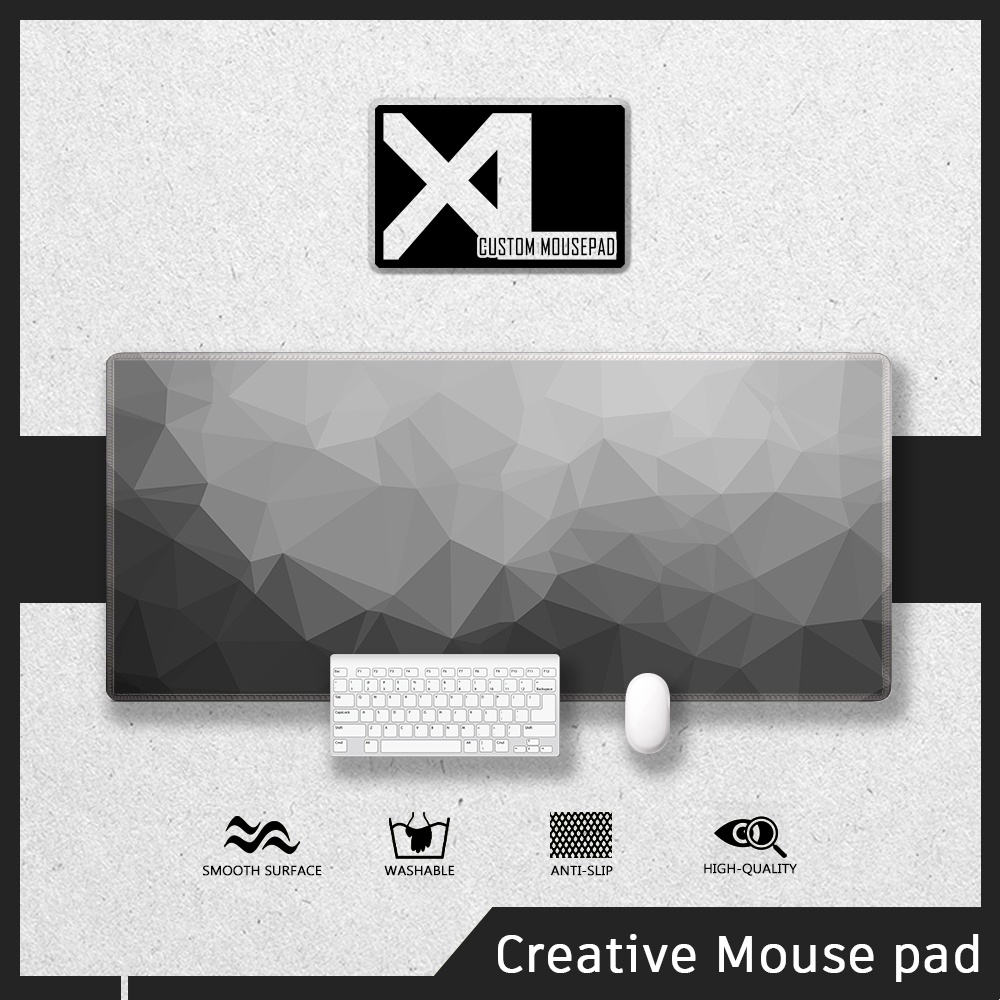 X-l แผ่นรองเมาส์ Geo สีเทา ขนาดใหญ่ แผ่นรองโต๊ะ เย็บขอบ สําหรับเล่นเกม