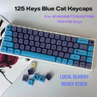 Blue Cat Keycaps คีย์สีฟ้าคีย์บอร์ด PBT พวงกุญแจมาโปรไฟล์ 9mm สำหรับแป้นพิมพ์กล