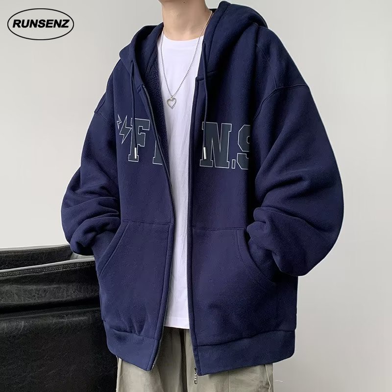 เสื้อแจ็กเก็ตกันหนาวลําลอง มีฮู้ด แต่งซิป ทรงหลวม ขนาดใหญ่ สําหรับผู้ชาย และผู้หญิง ไซซ์ 8XL