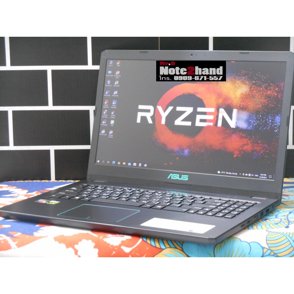 โน๊ตบุ๊คมือสอง ASUS CPU AMD Ryzen 5 2500U จอ15.6”FHD แรม8+HDD1TB+การ์ดจอ4GB+วินโดว์แท้