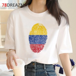 เสื้อยืดสีพื้น โคลอมเบียฤดูร้อนเสื้อยืดผู้ชาย ulzzang 2022 ฮาราจูกุคาวาอี้กรันจ์ด้านบนเสื้อยืดสตรีทแวร์