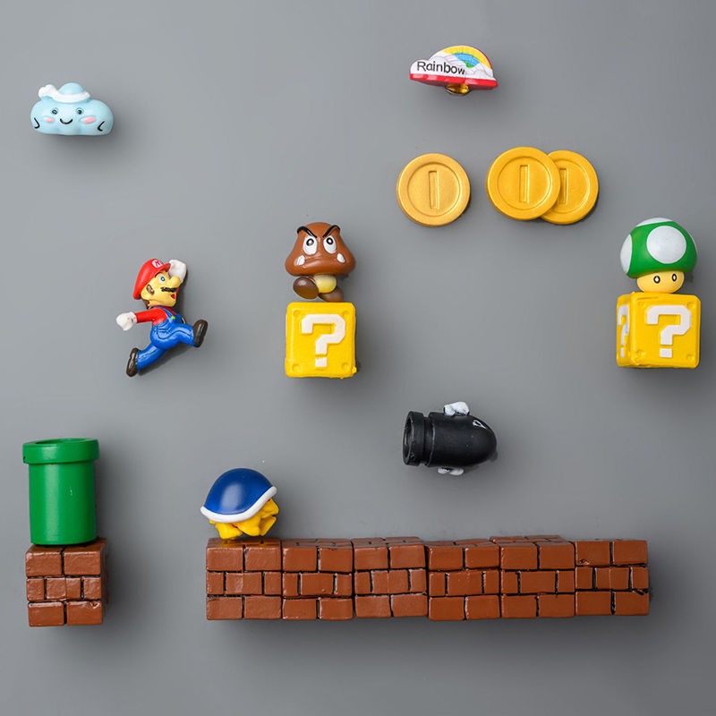 แม่เหล็กติดตู้เย็น รูปตุ๊กตา Super Mario Brothers Mario Bullet Mushroom Turtle Wall Well Hand Office - รูปที่ 7
