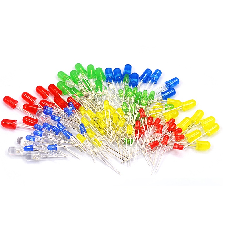 แพ็ค 50 ชิ้น 3มม./5มม. หลอดไฟ LED ไดโอด ฉ3 สีแดง เหลือง ฟ้า เขียว ม่วง ส้ม ขาว อินไลน์ ฉ5