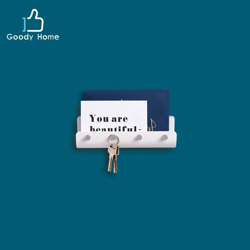 Goody Home ที่แขวนกุญแจ ที่แขวนของอเนกประสงค์ พร้อมพื้นที่ว่างสำหรับวางอุปกรณ์ ติดตั้งโดยไม่ต้องเจาะผนัง