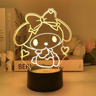 โคมไฟกลางคืน usb ลายอนิเมะ Sanrio Kuromi Melody Cinnamon 3D ของขวัญวันเกิด สําหรับตกแต่งบ้าน คริสต์มาส