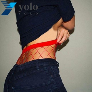 Yolo ถุงน่องตาข่าย แบบรัดรูป สีขาว ไซซ์เดียว แฟชั่นสําหรับผู้หญิง