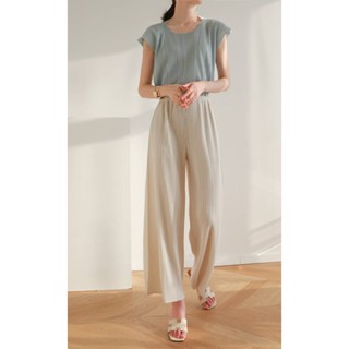 Restock!! 2MUAY PLEAT PANT กางเกงอัดพลีทงานคุณภาพ BAT STRAIGHT LAYER PLEAT PANT รุ่น GJO7271 10สี FREE SIZE