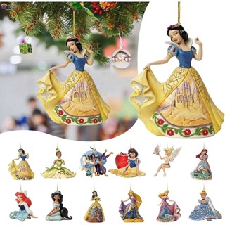 จี้คริสต์มาส Xmas Tree Decorations Disney Princess Snow White Cartoon Flat Hanging Ornaments Car Decoration Home Christmas Party Decoration 【Goob】