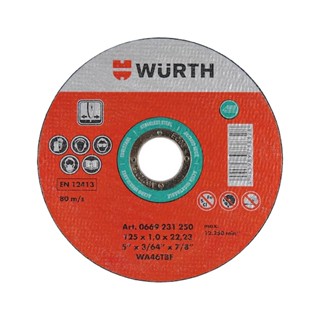 WURTH ใบตัดบาง ใบตัดสแตนเลส ใบตัดเหล็ก 4" หนา 0.8 มม , 5" หนา 1มม. ราคาส่ง