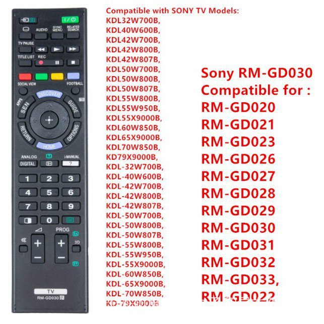 SONY RM-GD030 ทีวีรีโมทคอนโทรลสําหรับ GD023 GD033 GD031 GD032 GD026 GD027 GD028 GD029 Kdl5x900b KDL6