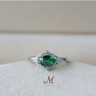 Meena Gems แหวนพลอยแท้ กรีนโทปาส ตัวเรือนเงินแท้925 พลอยแท้เสริมดวง พลอยประจำเดือน