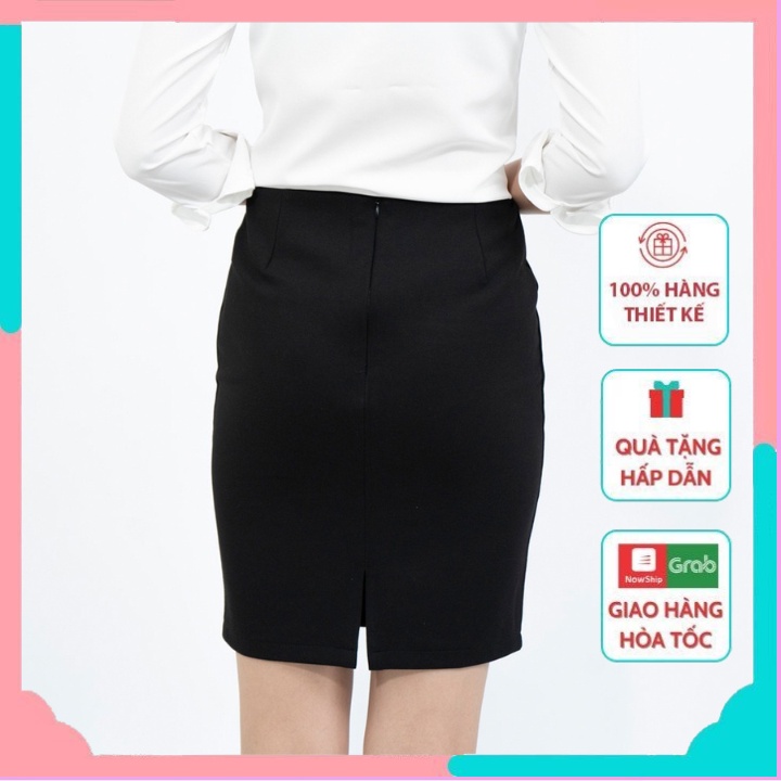 กระโปรงสํานักงานเข้ารูปพร้อมกระเป๋าซ่อนภายในกระโปรงสั้น 45 ซม. คุณภาพสูง UMI MOOLY SHOP