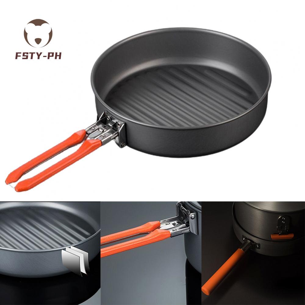 Camping Frying Pan Aluminium FOLDING HANDLE Non Stick Stainless Steel